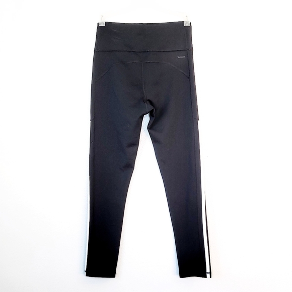 ADIDAS Climalite 3 Stripe High Rise Leggings NEW Size Small Black Cropped Pants - Picture 2 of 9